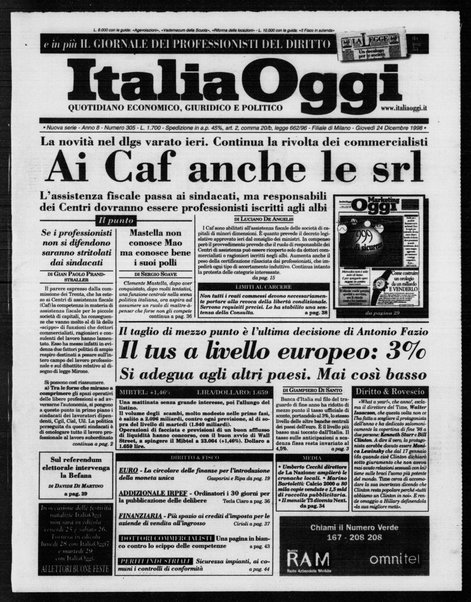 Italia oggi : quotidiano di economia finanza e politica